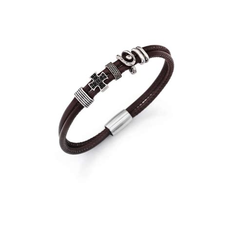 berenice bracciale cuoio argento|braccialetti in argento uomo.